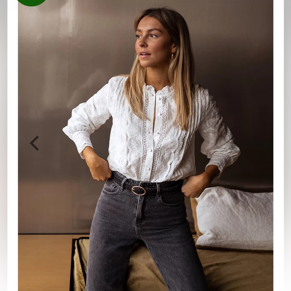 Chic White Lace Button-Up Blouse